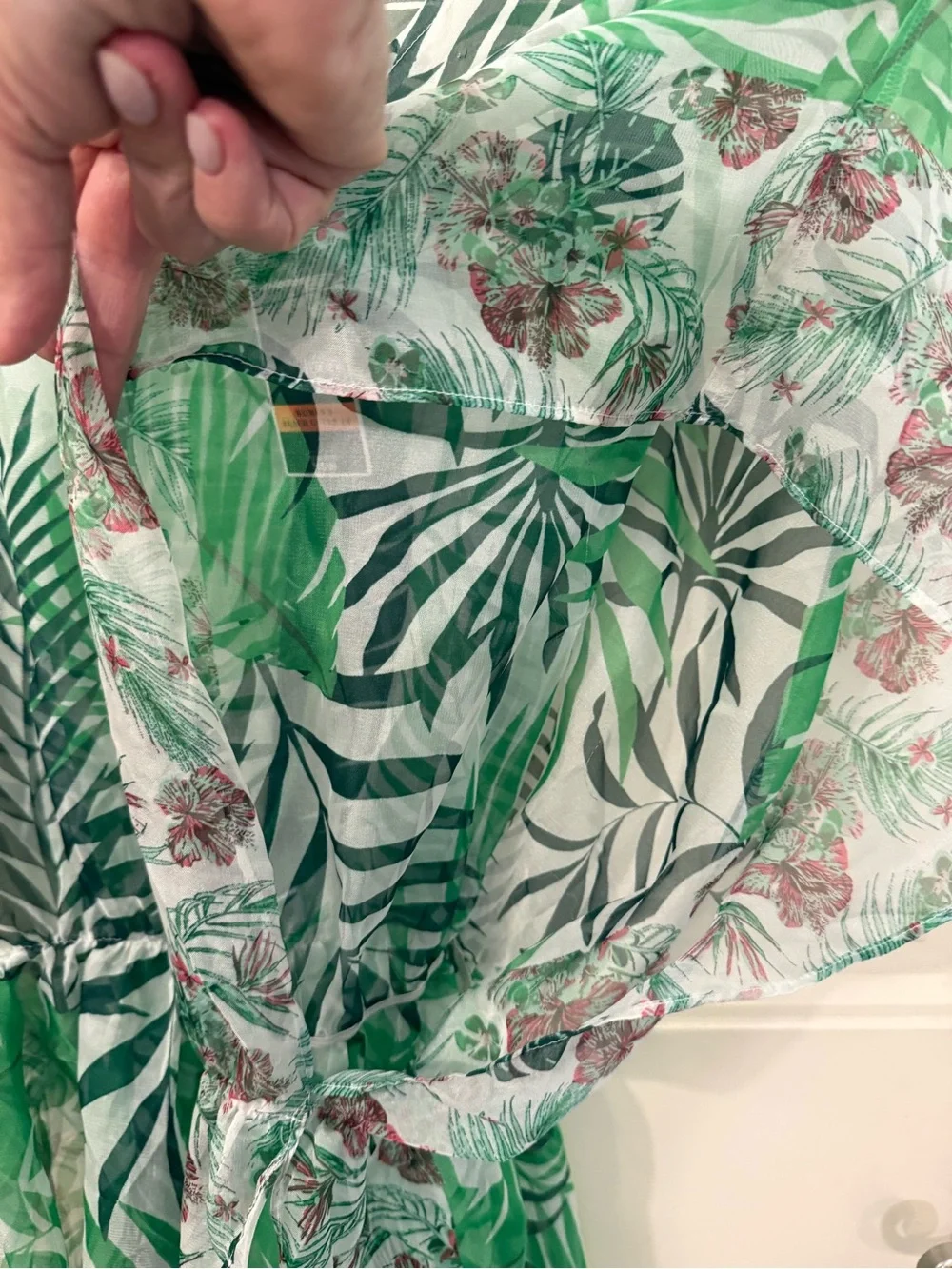 west loop Green and White Tropical Leaf Cover-Up